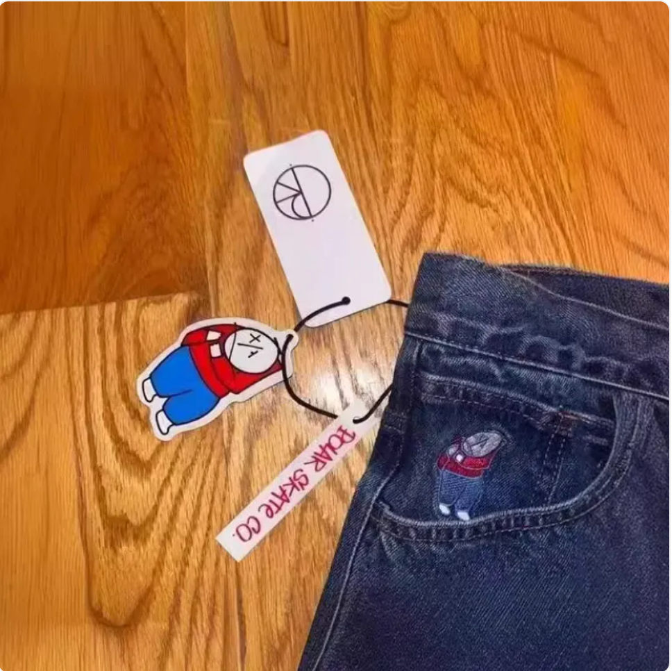 Cartoon Embroidered Jorts