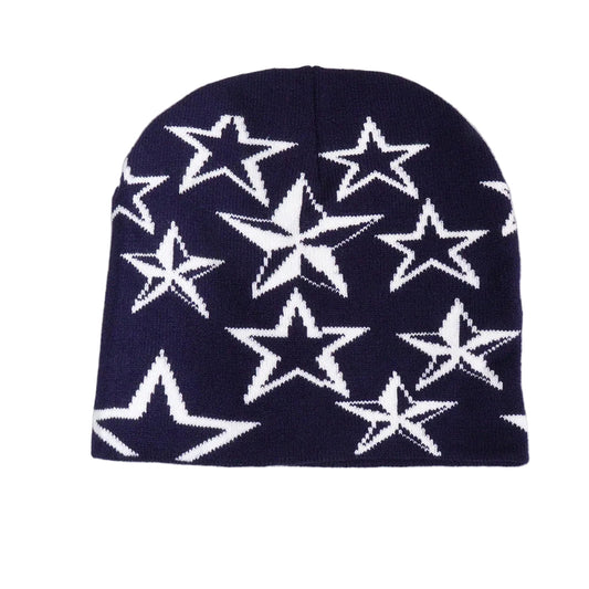 Trendy Knitted Beanie with Star Pattern for All (Y2K)