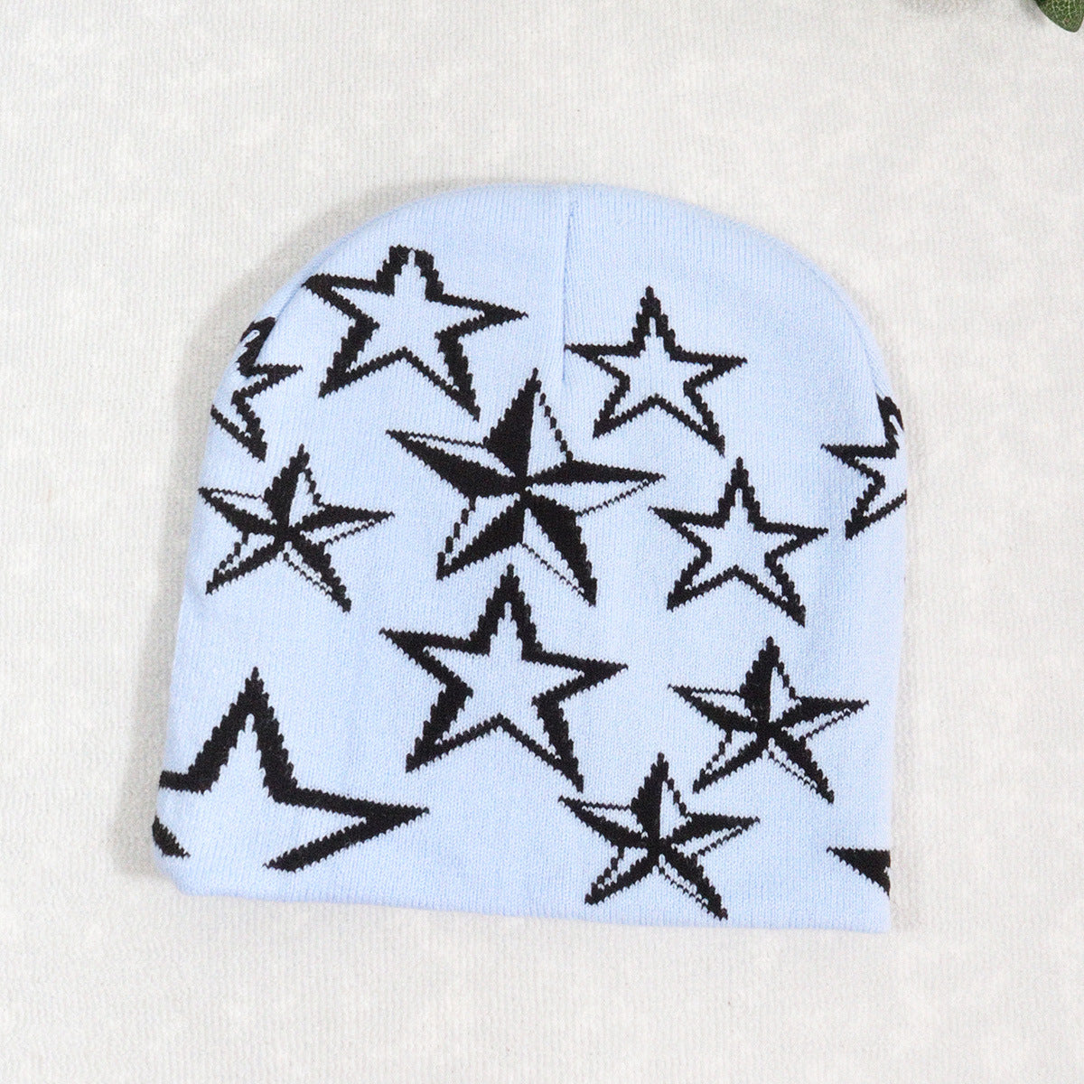 Trendy Knitted Beanie with Star Pattern for All (Y2K)
