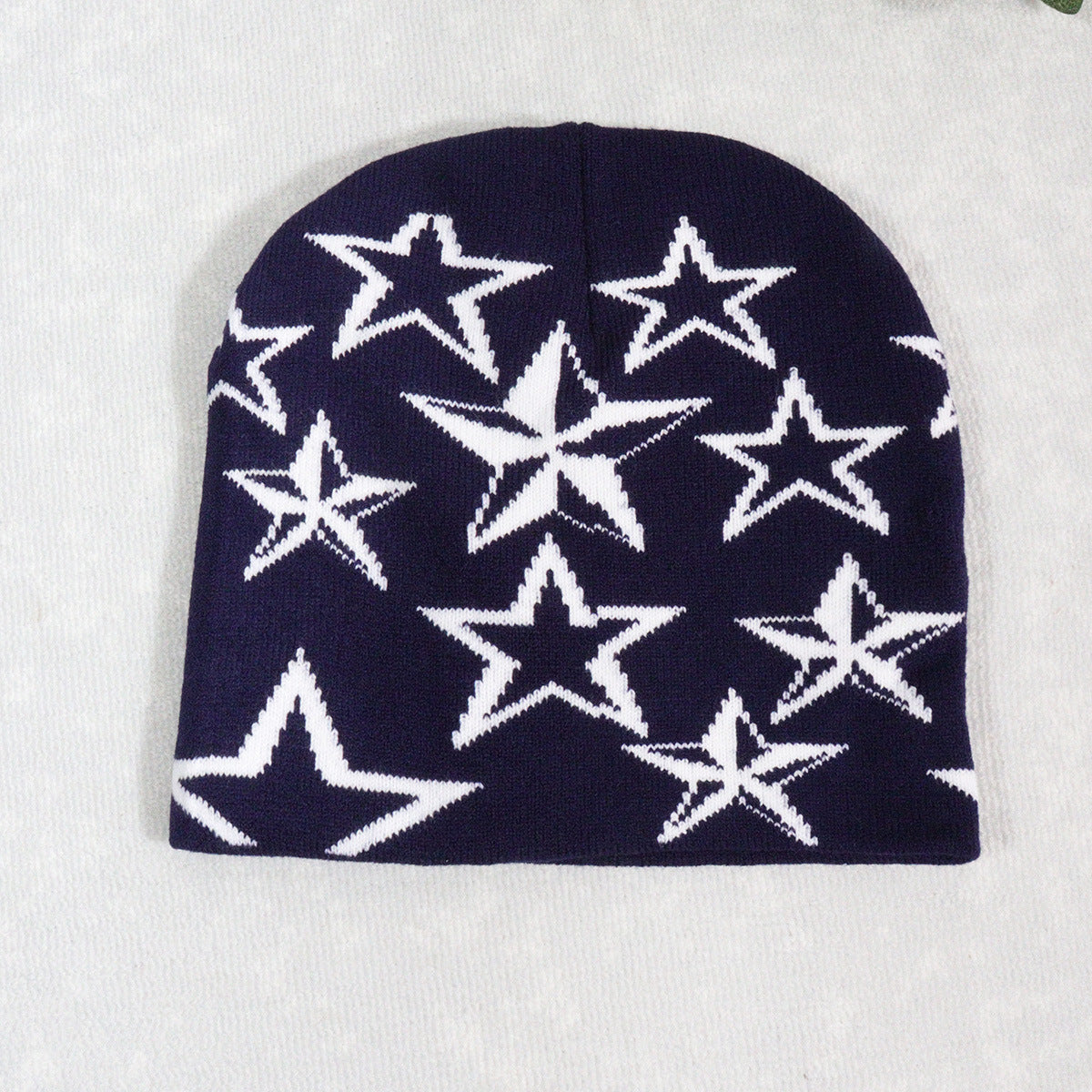 Trendy Knitted Beanie with Star Pattern for All (Y2K)